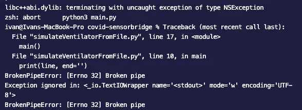 Erreur retournée par l'exécution du programme