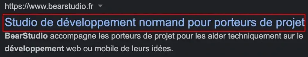 title de la page d'accueil du bearstudio